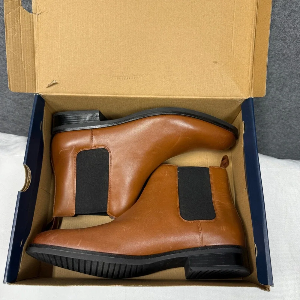 Cole Haan Grand Plus Dress Chelsea Boots Mens 13 British Tan Leather C37859